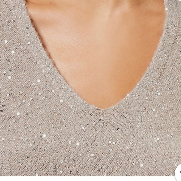 Loft Sequin Double V Sweater S - Picture 3 of 9